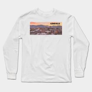 Downtown asheville, North carolina, art, illustration with text Long Sleeve T-Shirt